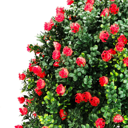 2-Pack 21.6' Tall Artificial Rose Topiary Ball Tree, Planter Bushes UV Resistant Look Real for Indoor Outdoor Home Garden ,Red Default -DTYStore