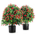 2-Pack 21.6' Tall Artificial Rose Topiary Ball Tree, Planter Bushes UV Resistant Look Real for Indoor Outdoor Home Garden ,Red Default -DTYStore