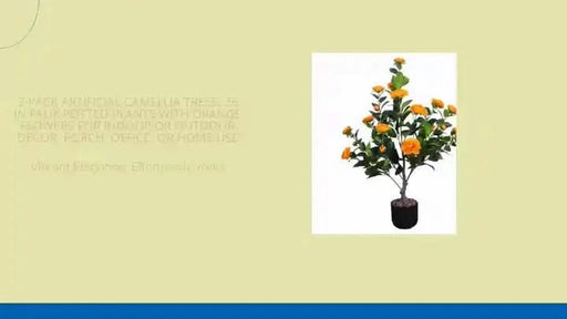 2-Pack Artificial Camellia Trees, 36 in Faux Potted Plants with Orange Flowers for Indoor or Outdoor Decor, Porch, Office, or Home Use Default -DTYStore
