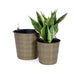 2-Pack Catleza Self-watering Wicker Decor Planter for Indoor and Outdoor - Round Natural -DTYStore