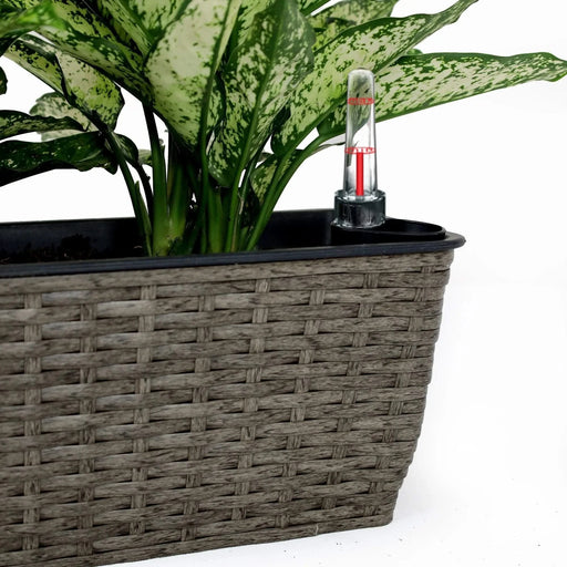 2-Pack Self-watering Planter - Hand Woven Wicker - Rectangular - Dark Gray Default -DTYStore
