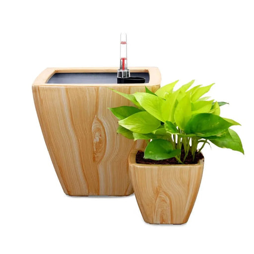 2-Pack Smart Self-watering Planter Pot for Indoor and Outdoor - Light Wood - Square Cone Default -DTYStore