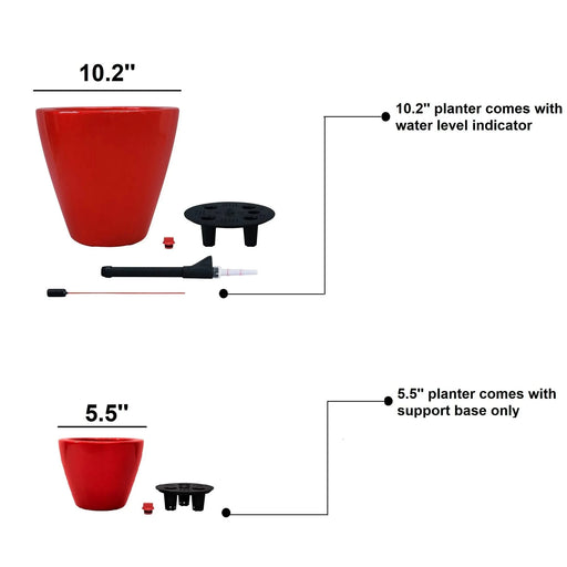 2-Pack Smart Self-watering Planter Pot for Indoor and Outdoor - Red - Round Cone Default -DTYStore