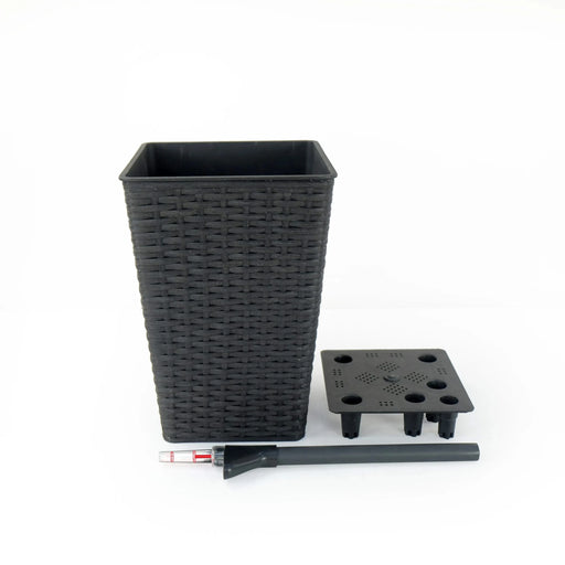 2-Pack Smart Self-watering Square Planter for Indoor and Outdoor - Hand Woven Wicker - Espresso Default -DTYStore