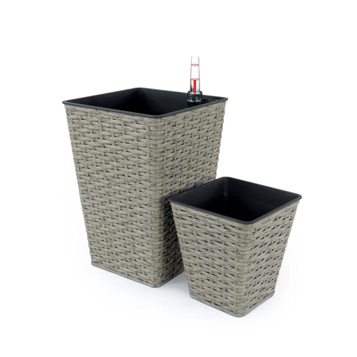 2-Pack Smart Self-watering Square Planter for Indoor and Outdoor - Hand Woven Wicker - Gray Default -DTYStore