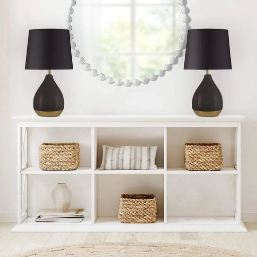 2-Tone Ceramic Table Lamp Set of 2 Black/Gold See below Default -DTYStore