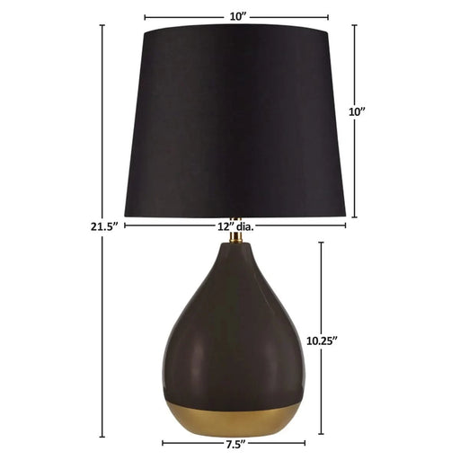 2-Tone Ceramic Table Lamp Set of 2 Black/Gold See below Default -DTYStore