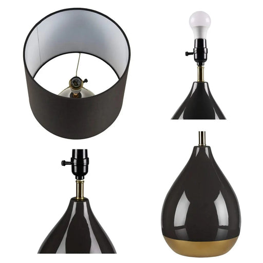 2-Tone Ceramic Table Lamp Set of 2 Black/Gold See below Default -DTYStore