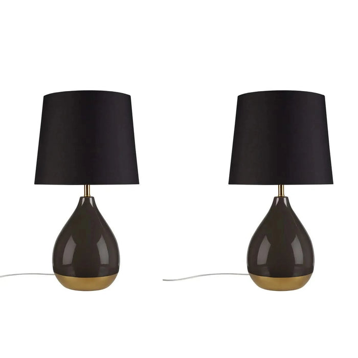 2-Tone Ceramic Table Lamp Set of 2 Black/Gold See below Default -DTYStore