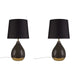 2-Tone Ceramic Table Lamp Set of 2 Black/Gold See below Default -DTYStore