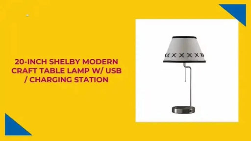 20-Inch Shelby Modern Craft Table Lamp w/ USB / Charging Station Default -DTYStore
