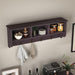 Espresso Entryway Wall Mounted Coat Rack with 4 Dual Hooks Living Room Wooden Storage Shelf - DTYStore