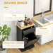 Kitchen Tilt Out Trash Bin Cabinet Free Standing Recycling Cabinet Trash Can Holder With Drawer, Black - DTYStore