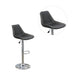 Dining Kitchen Adjustable Bar stool Chair Ebony Color Wax Polyurethane Leather Chrome Base Modern Set of 2 Chairs / Bar Stool - DTYStore