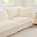 Slipcovered Sectional 2 Seater Sofa Couch with Convertible Ottoman, Wide and Deep Seat L Shaped Sofa with Detachable Cover and Soft Multiple Big Pillows,Cream Corduroy Fabric