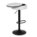 Round Storage Bar Stool Set of 2, White Faux Leather Height Adjustable Barstool, 360°Counter Height Swivel Stool, Armless Bar Chair with Metal Frame for Kitchen Counter Dining Living Room - DTYStore