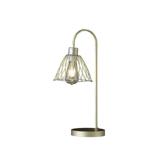 20.5' In Industrial Farm Pendant Cage Satin Matte Gold Metal Table Lamp Default -DTYStore