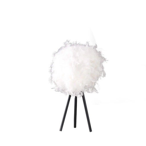 20.5' In Pure White Feather Shade Tripod Modern Metal Table Lamp Default -DTYStore