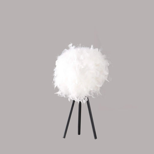 20.5' In Pure White Feather Shade Tripod Modern Metal Table Lamp Default -DTYStore