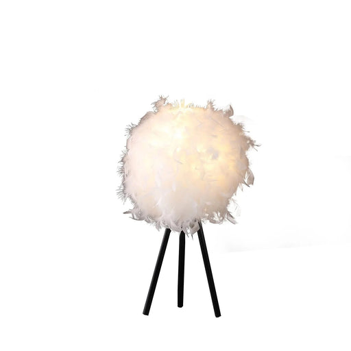 20.5' In Pure White Feather Shade Tripod Modern Metal Table Lamp Default -DTYStore