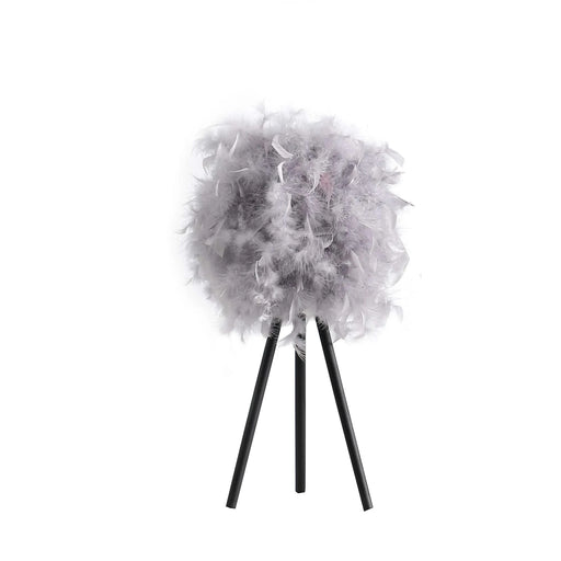 20.5' In Soft Gray Feather Shade Modern Tripod Metal Table Lamp Default -DTYStore