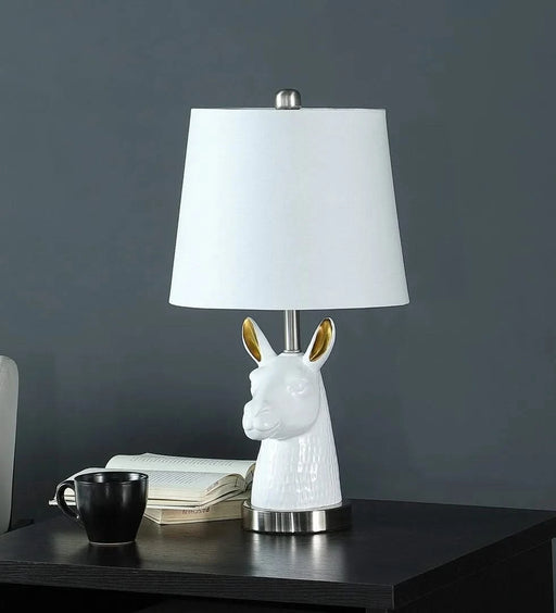 20.5' Patagonia White Llama Bust Resin Table Lamp Default -DTYStore