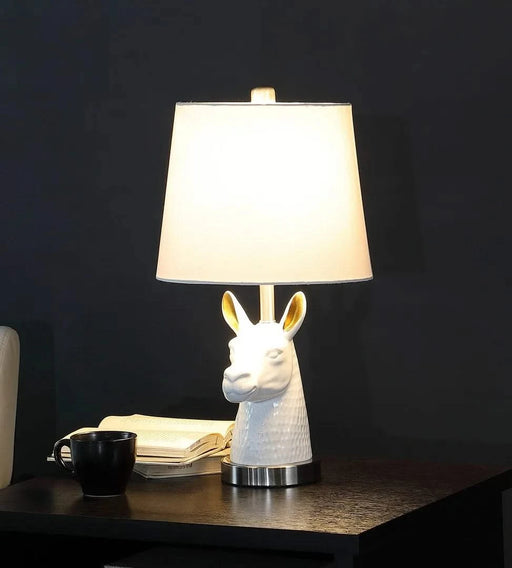 20.5' Patagonia White Llama Bust Resin Table Lamp Default -DTYStore
