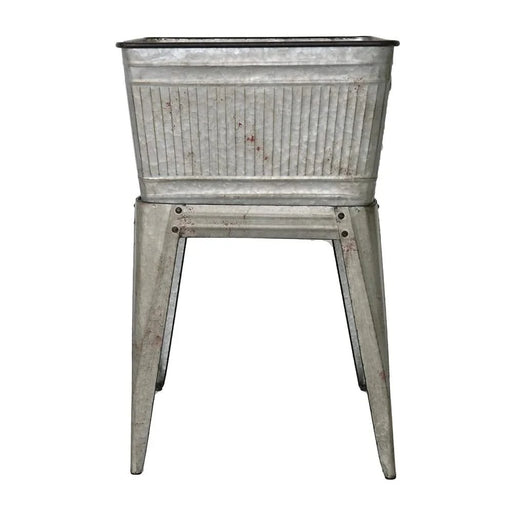 20.5x20.5x21' Large Perryman Galvanized Tub On Stand, for Plant Pot/Planter/ Metal Ice Buckets Default -DTYStore