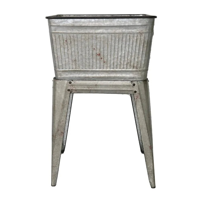 20.5x20.5x21' Large Perryman Galvanized Tub On Stand, for Plant Pot/Planter/ Metal Ice Buckets Default -DTYStore
