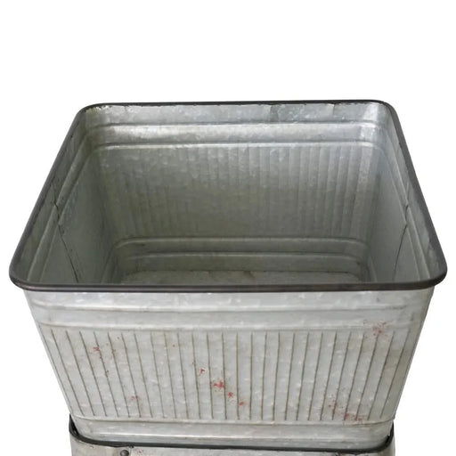 20.5x20.5x21' Large Perryman Galvanized Tub On Stand, for Plant Pot/Planter/ Metal Ice Buckets Default -DTYStore