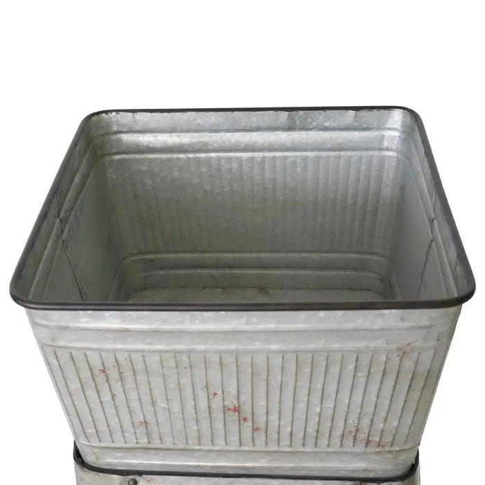 20.5x20.5x21' Large Perryman Galvanized Tub On Stand, for Plant Pot/Planter/ Metal Ice Buckets Default -DTYStore