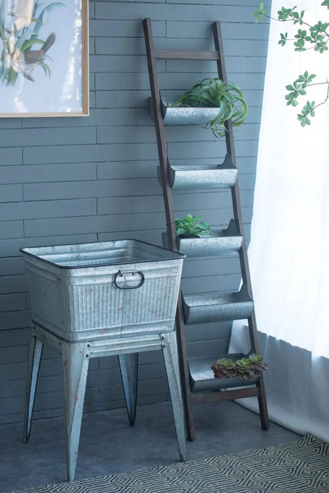 20.5x20.5x21' Large Perryman Galvanized Tub On Stand, for Plant Pot/Planter/ Metal Ice Buckets Default -DTYStore