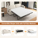 72.8" Corduroy Sleeper Sofa Loveseat Sofa with Full Size Mattress, Two USB Ports, Two Cup Holders, Two Side Pockets and a Phone Holder for Living Room, Beige - DTYStore