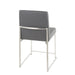 High Back Fuji Contemporary Dining Chair in Stainless Steel and Grey Faux Leather by LumiSource - Set of 2 - DTYStore