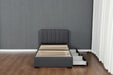 Twin Size Platform Bed Frame with 2 Storage Drawers and Headboard with USB, Linen Fabric Simple Style, Wooden Slats Support, No Box Spring Needed, Grey - DTYStore