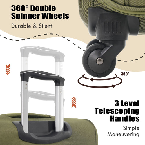 Softside Luggage Expandable 3 Piece Set Suitcase Upright Spinner Softshell Lightweight Luggage Travel Set - Image 6