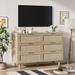 Rattan 6 Drawer Dresser for Bedroom, Wood Dresser & Chest of Drawers with Metal Handles 51" - DTYStore