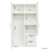 High wardrobe and kitchen cabinet with 2 doors, 2 drawers and 5 storage spaces,white - DTYStore