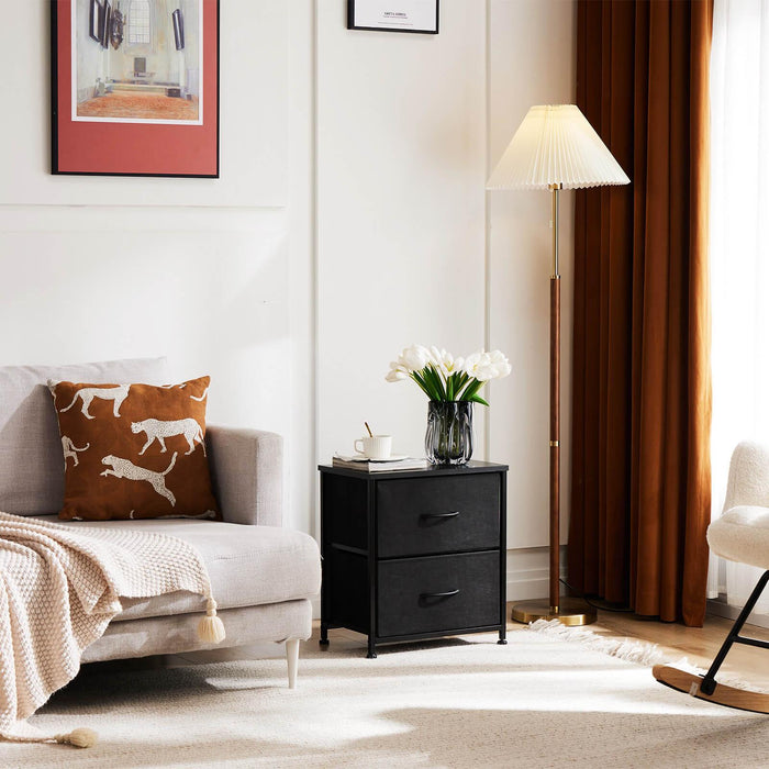 Drawers Dresser Chest of Drawers,Metal Frame and Wood Top,Black - DTYStore