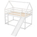 Twin Size Bunk House Bed with Slide and Ladder,White - DTYStore