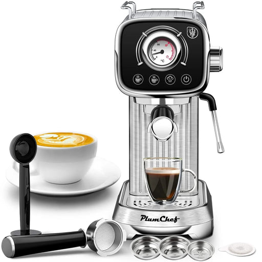 20 Bar Compact Espresso Machine with Milk Frother, Dual Shot Options, ESE Pod Compatibility, Temperature Display, Removable Water Tank for Cappuccino, Latte, & Macchiato at Home Default -DTYStore