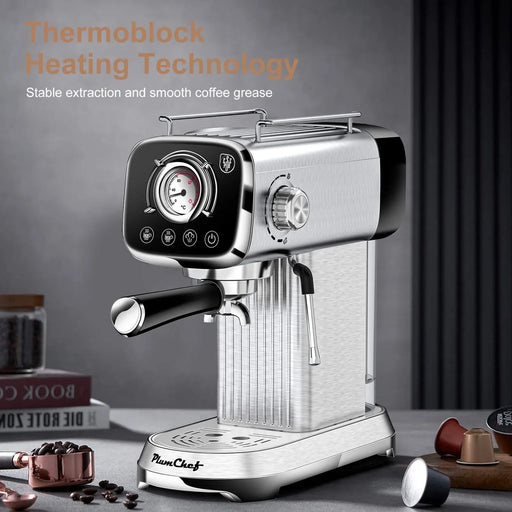 20 Bar Compact Espresso Machine with Milk Frother, Dual Shot Options, ESE Pod Compatibility, Temperature Display, Removable Water Tank for Cappuccino, Latte, & Macchiato at Home Default -DTYStore