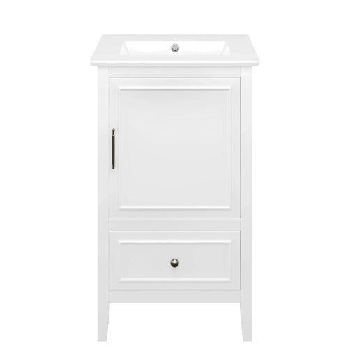 20' Bathroom Vanity with Sink, Bathroom Cabinet with A Door, Door Shelf Storage and Adiustable Foot Pads, A Drawer, White Default -DTYStore