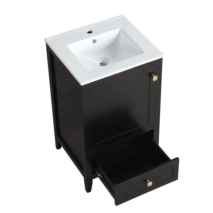 20' Bathroom Vanity with Sink, Bathroom Cabinet with Soft Closing Door, Storage Rack and A Drawer, Black Default -DTYStore