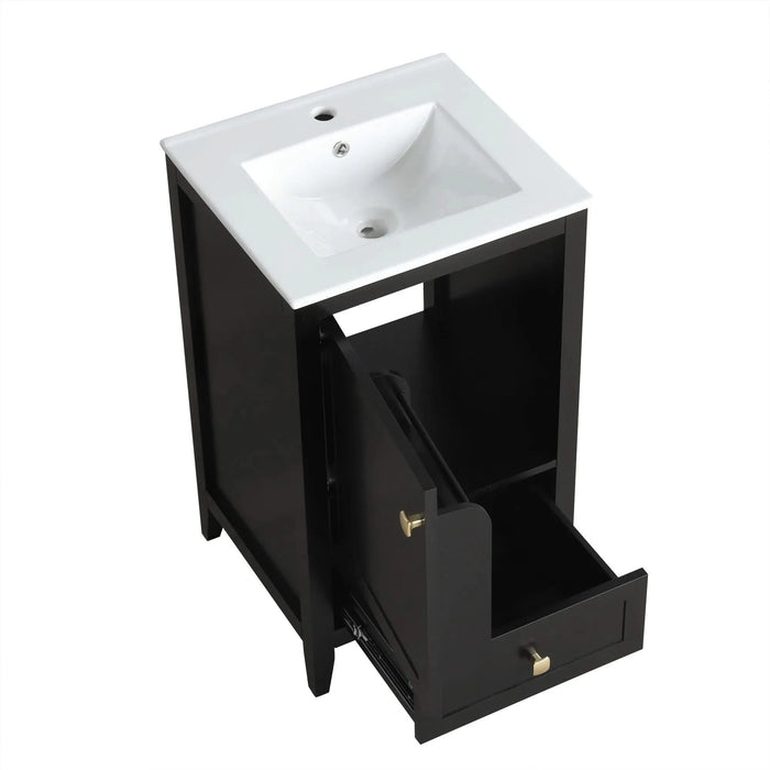 20' Bathroom Vanity with Sink, Bathroom Cabinet with Soft Closing Door, Storage Rack and A Drawer, Black Default -DTYStore
