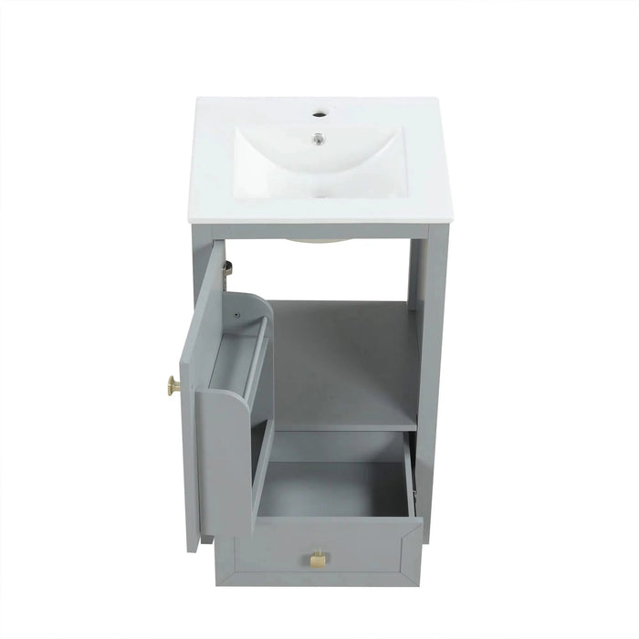 20' Bathroom Vanity with Sink, Bathroom Cabinet with Soft Closing Door, Storage Rack and A Drawer, Grey Default -DTYStore