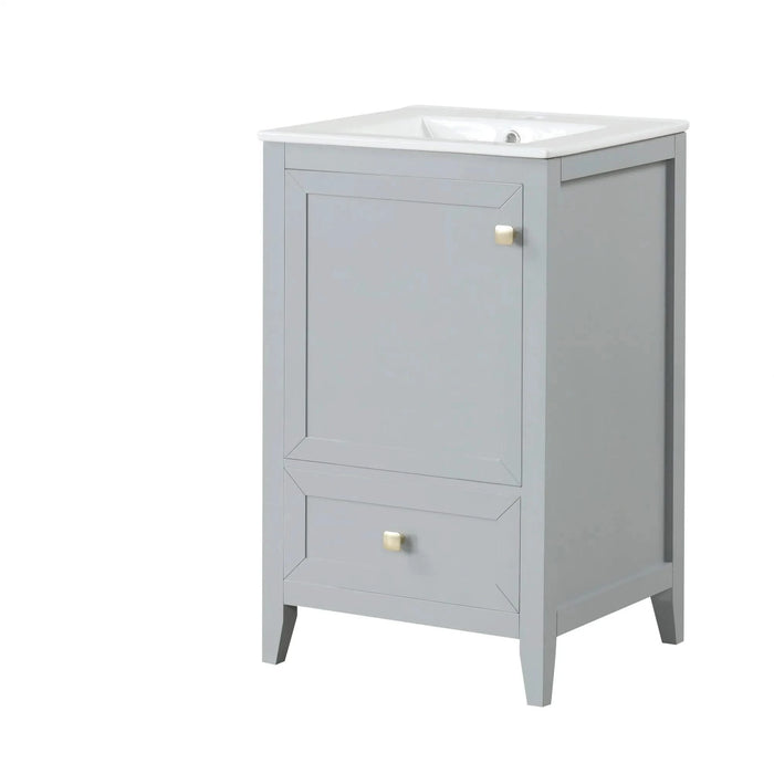 20' Bathroom Vanity with Sink, Bathroom Cabinet with Soft Closing Door, Storage Rack and A Drawer, Grey Default -DTYStore