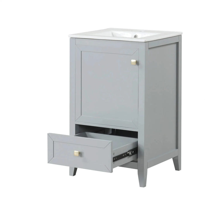 20' Bathroom Vanity with Sink, Bathroom Cabinet with Soft Closing Door, Storage Rack and A Drawer, Grey Default -DTYStore