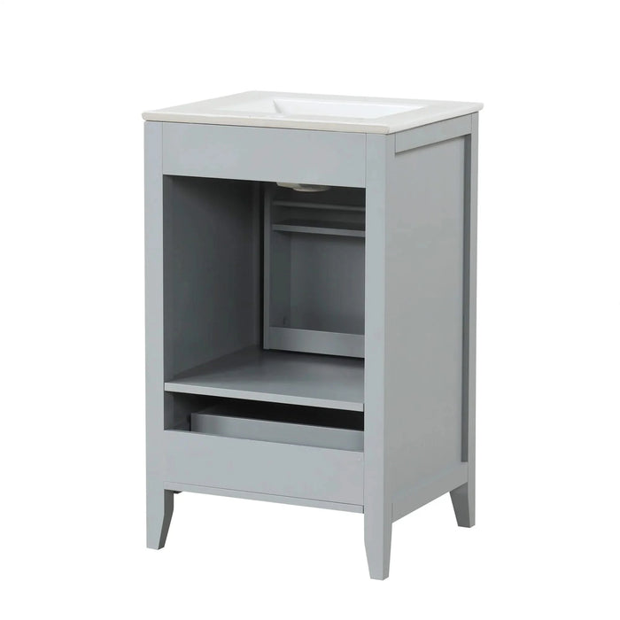 20' Bathroom Vanity with Sink, Bathroom Cabinet with Soft Closing Door, Storage Rack and A Drawer, Grey Default -DTYStore