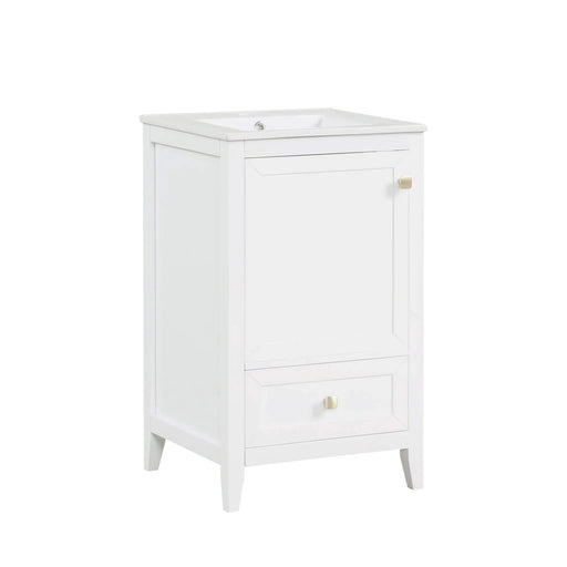 20' Bathroom Vanity with Sink, Bathroom Cabinet with Soft Closing Door, Storage Rack and A Drawer, White Default -DTYStore